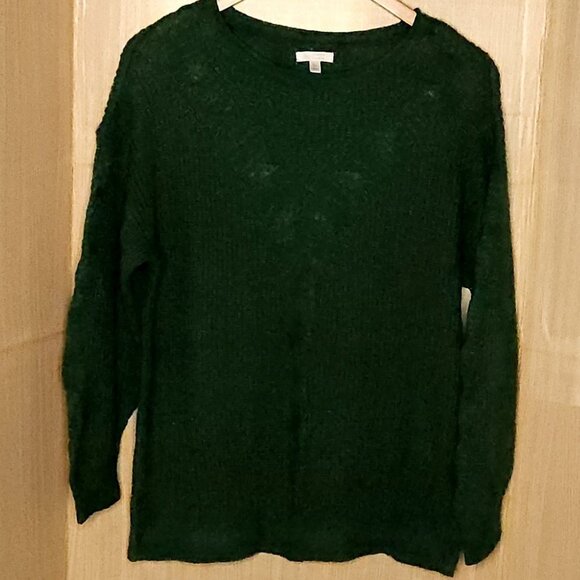 LC Lauren Conrad Green Crew Neck Sweater With Woven Silver Sparkle XL - Picture 1 of 7